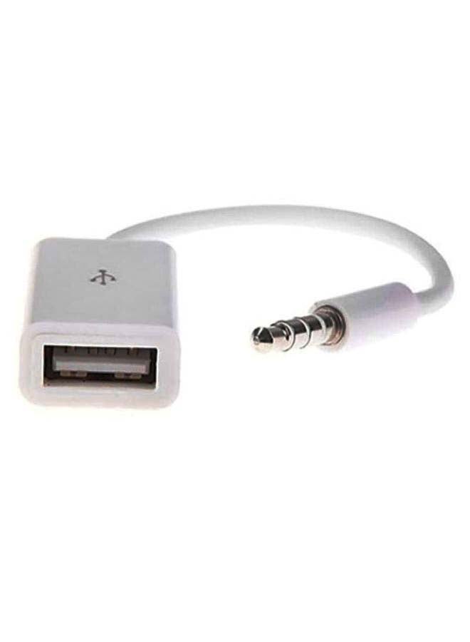 Beauenty USB Female To Male AUX Audio Plug Cable White - Image 1