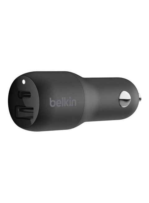 Belkin Usb C Car Charger, 32W 2 Port With 20W Usb-C Power Delivery Pd And 12W Usb-A Charger For IPhone 13, 12, 11, Pro, Pro Max, Mini, IPad, AirPods, Galaxy S21, S20, Note 20, Tab And More, Standalone Black
