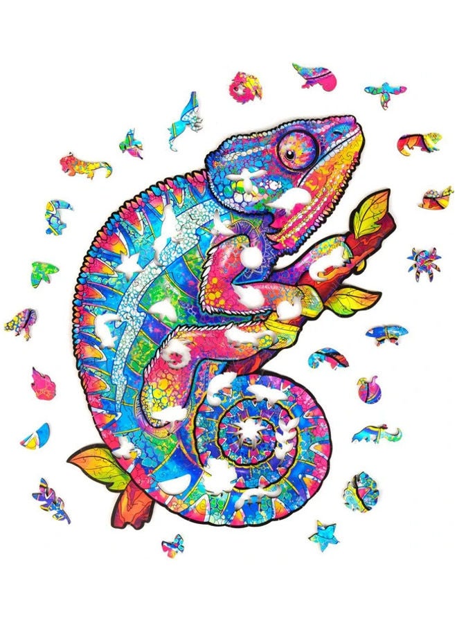 XiuWoo 120-Piece Animal Shaped Wooden Jigsaw Puzzle Set - Image 2