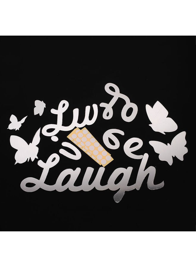 ملصق جداري بتصميم فراشات وعبارة "Live Love Laugh" فضي - Image 1