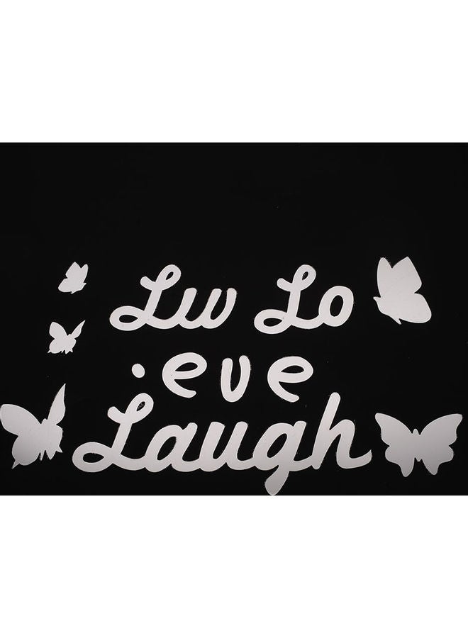 ملصق جداري بتصميم فراشات وعبارة "Live Love Laugh" فضي - Image 4