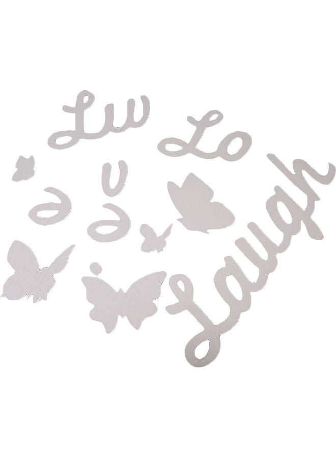 ملصق جداري بتصميم فراشات وعبارة "Live Love Laugh" فضي - Image 5
