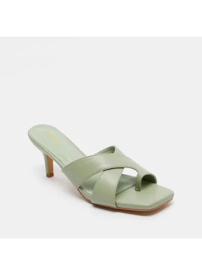 shoexpress Cross Strap Mid Heel Sandals Green