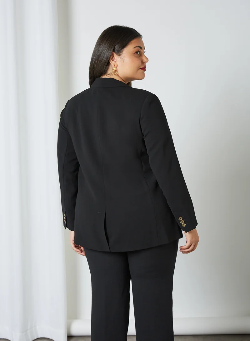 Violeta By Mango Plus Size Structured Blazer Black