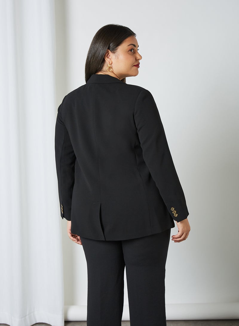 Violeta By Mango - Plus Size Structured Blazer Black - Image 1