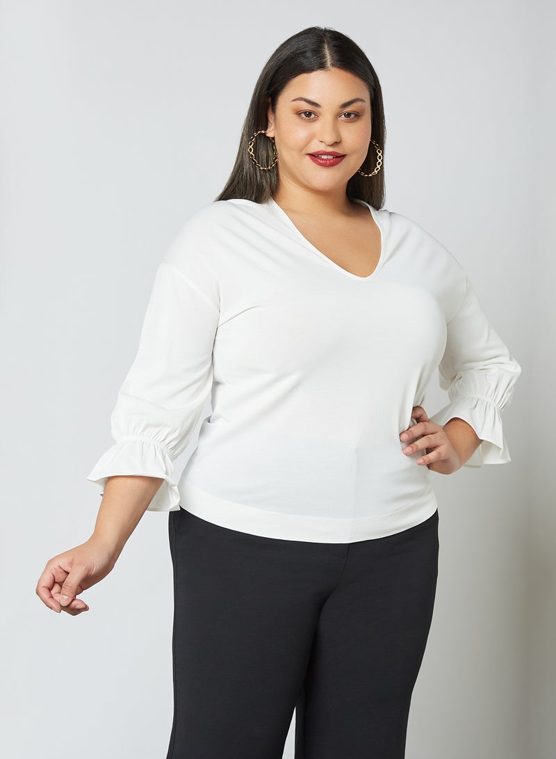 Violeta By Mango - Plus Size Plain Top Offwhite - Image 1