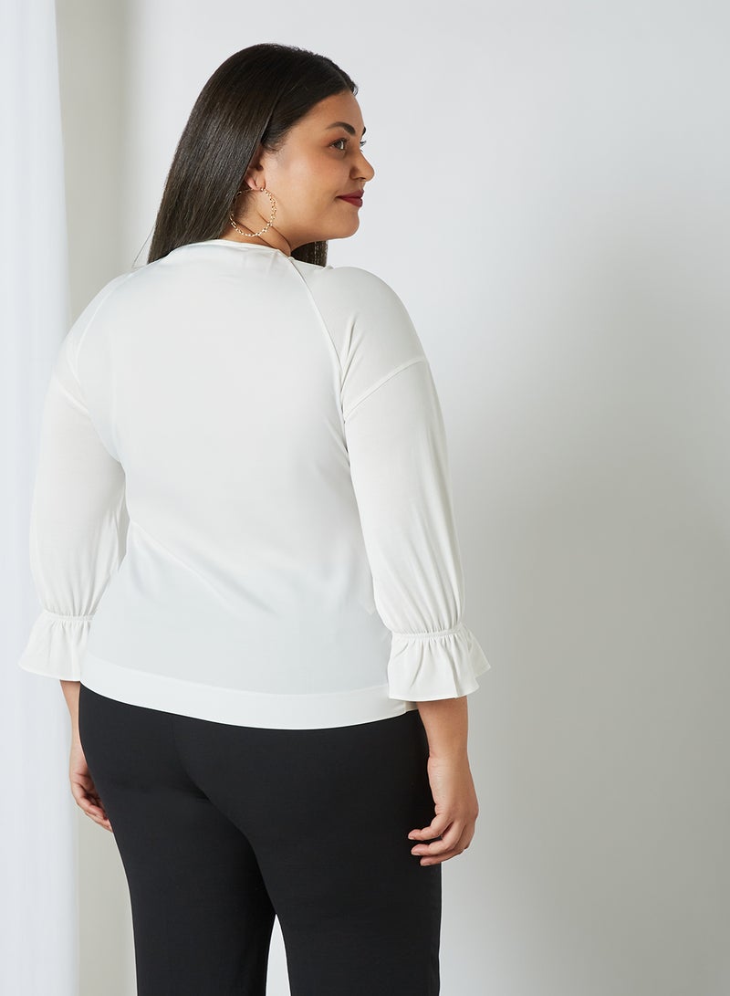 Violeta By Mango - Plus Size Plain Top Offwhite - Image 1