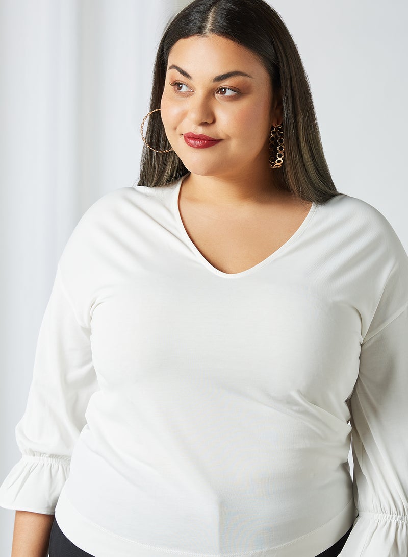 Violeta By Mango - Plus Size Plain Top Offwhite - Image 1
