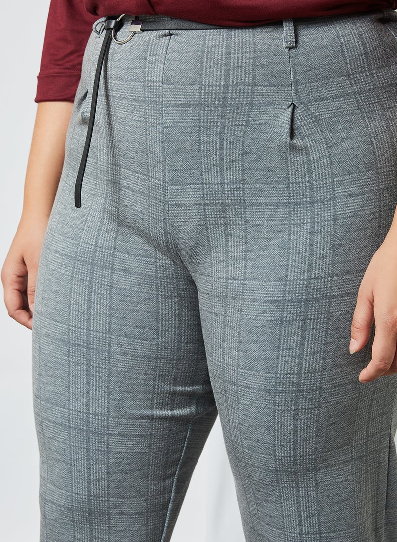 Violeta By Mango - Plus Size Checked Pants Grey - Image 1