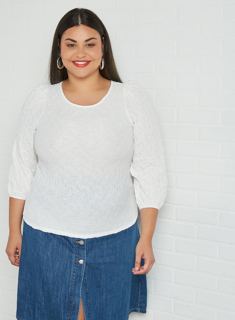 Violeta By Mango - Plus Size Creased T-Shirt Offwhite - Image 1