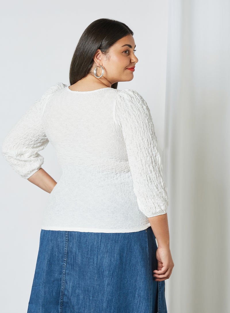 Violeta By Mango - Plus Size Creased T-Shirt Offwhite - Image 1