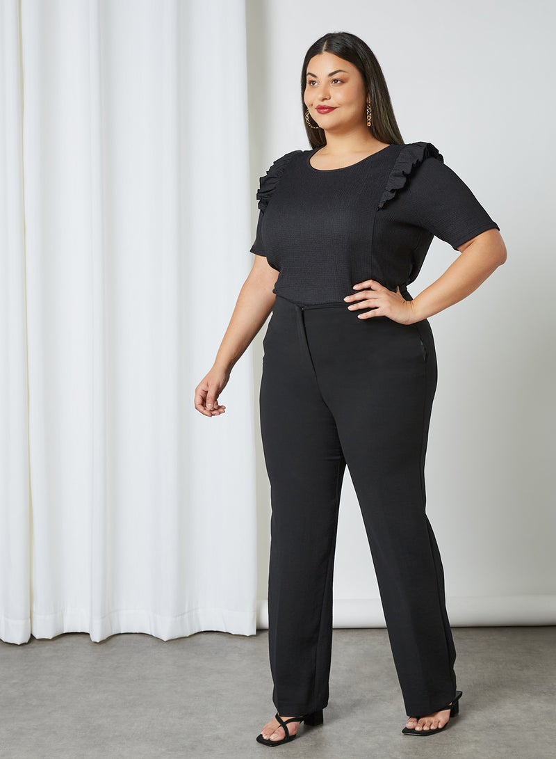 Only Carmakoma - Plus Size Frill Top Black - Image 1