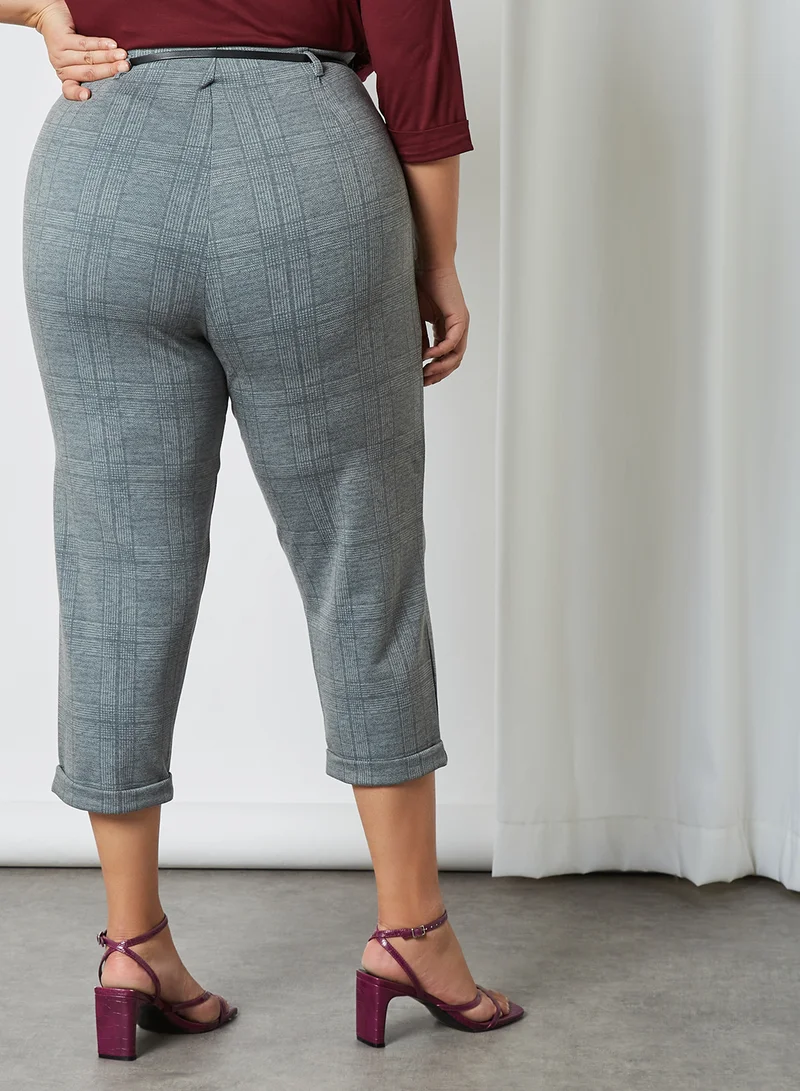 Violeta By Mango Plus Size Checked Pants