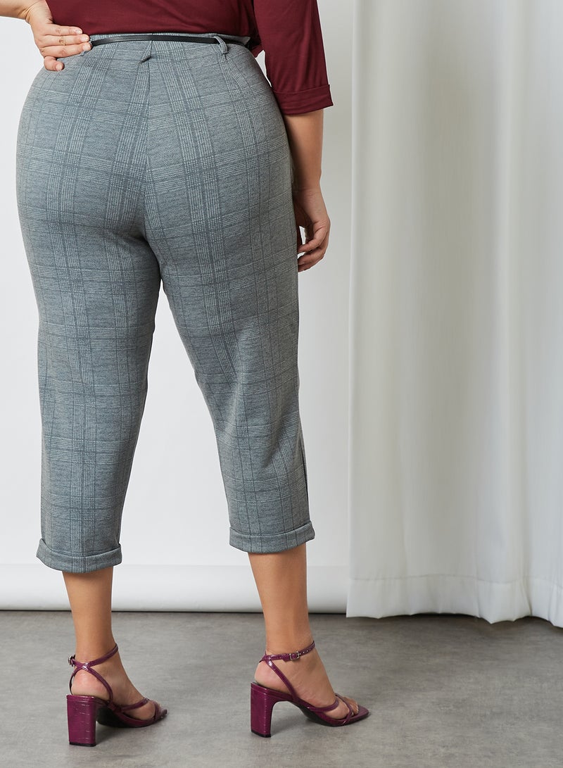Violeta By Mango - Plus Size Checked Pants Grey - Image 1