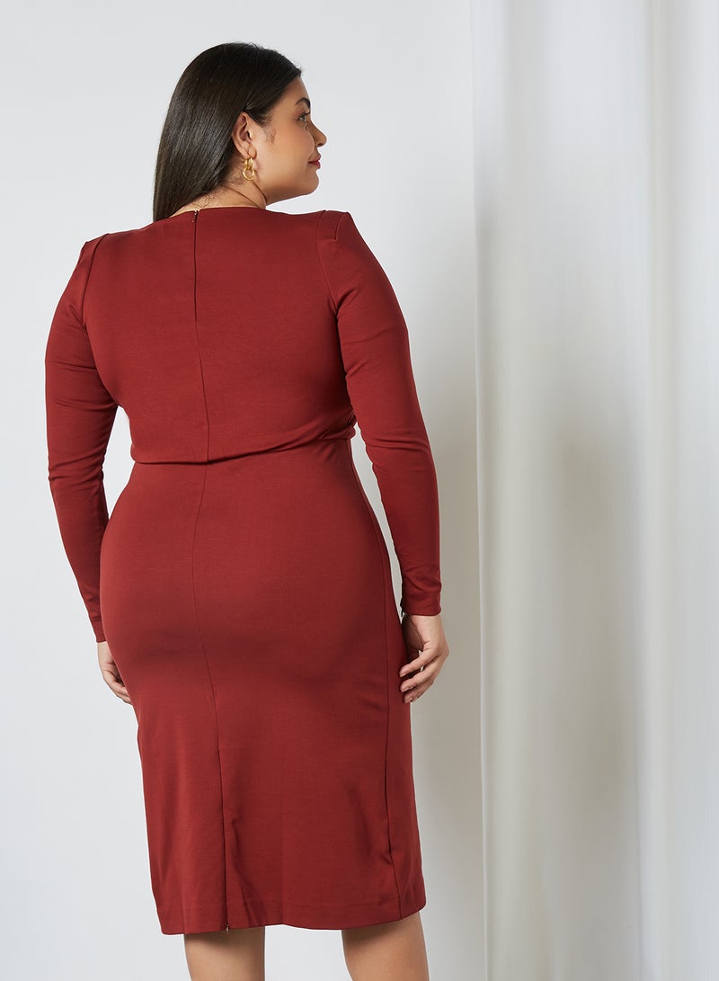 Violeta By Mango - Plus Size Shift Dress Burgundy - Image 1