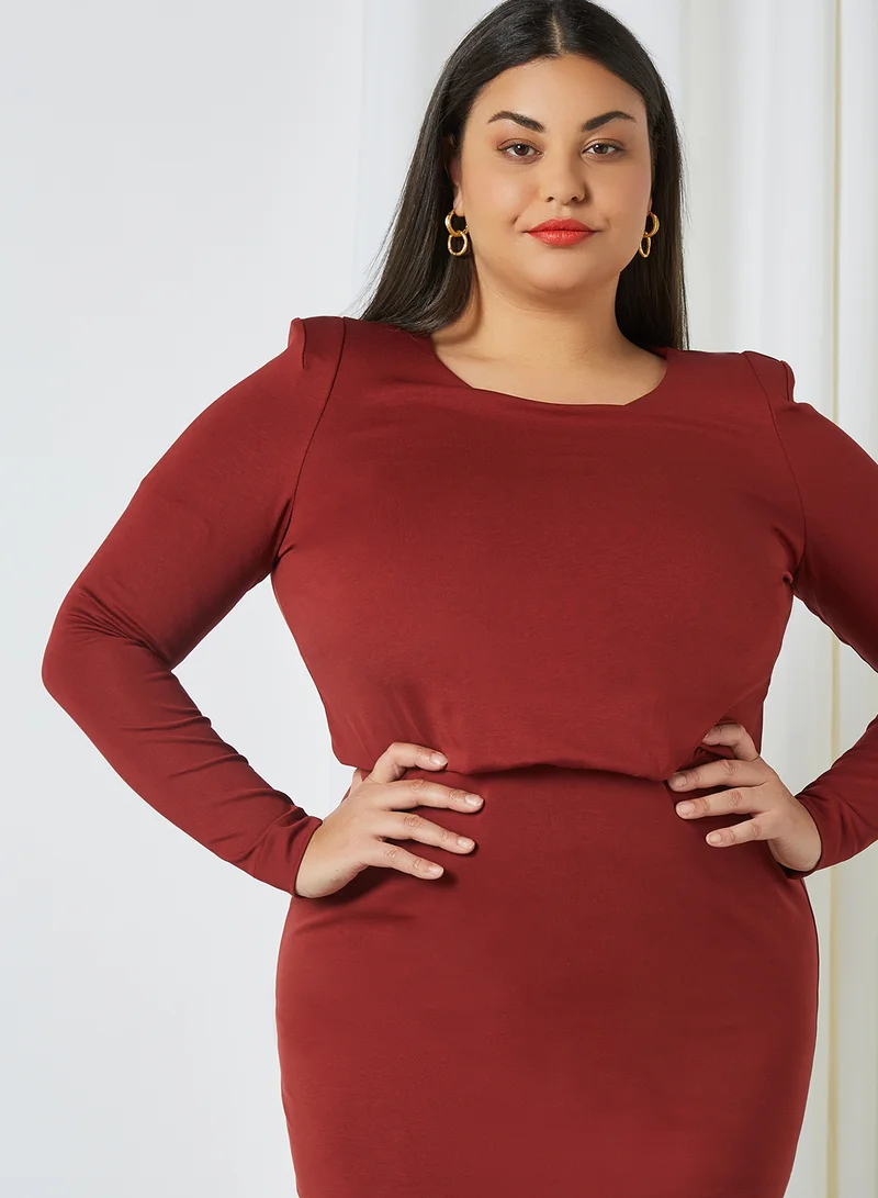 Violeta By Mango Plus Size Shift Dress Burgundy
