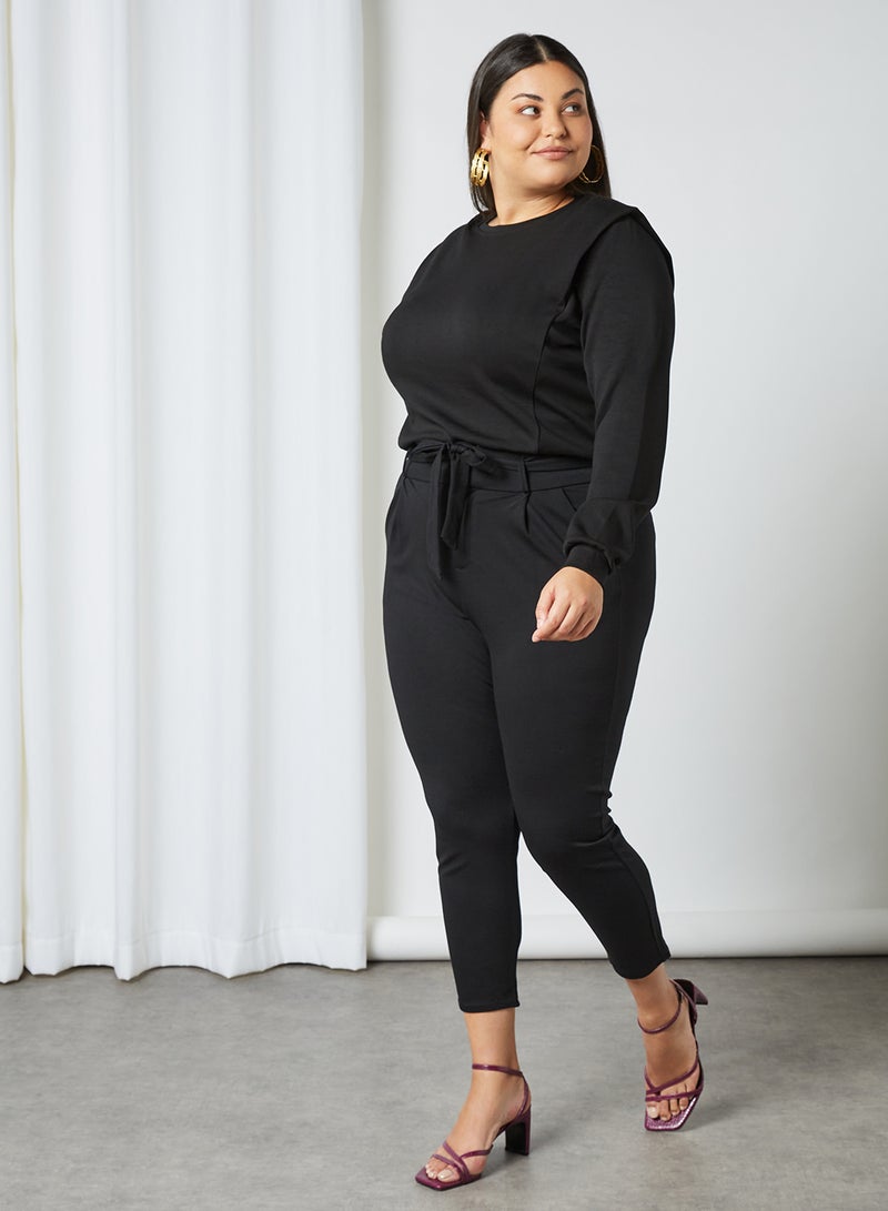 Violeta By Mango - Plus Size Shoulder Padded Sweatshirt Black - Image 1
