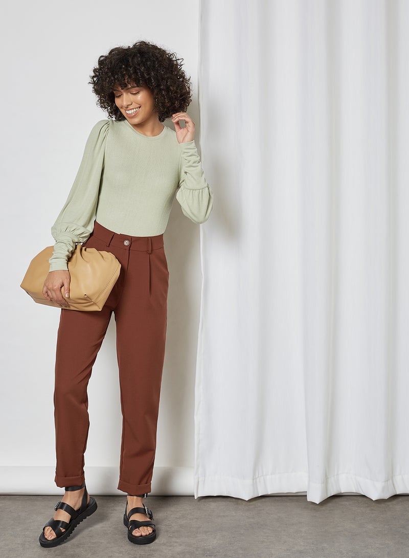 PIECES - Puffed Sleeve Top Desert Sage - Image 1