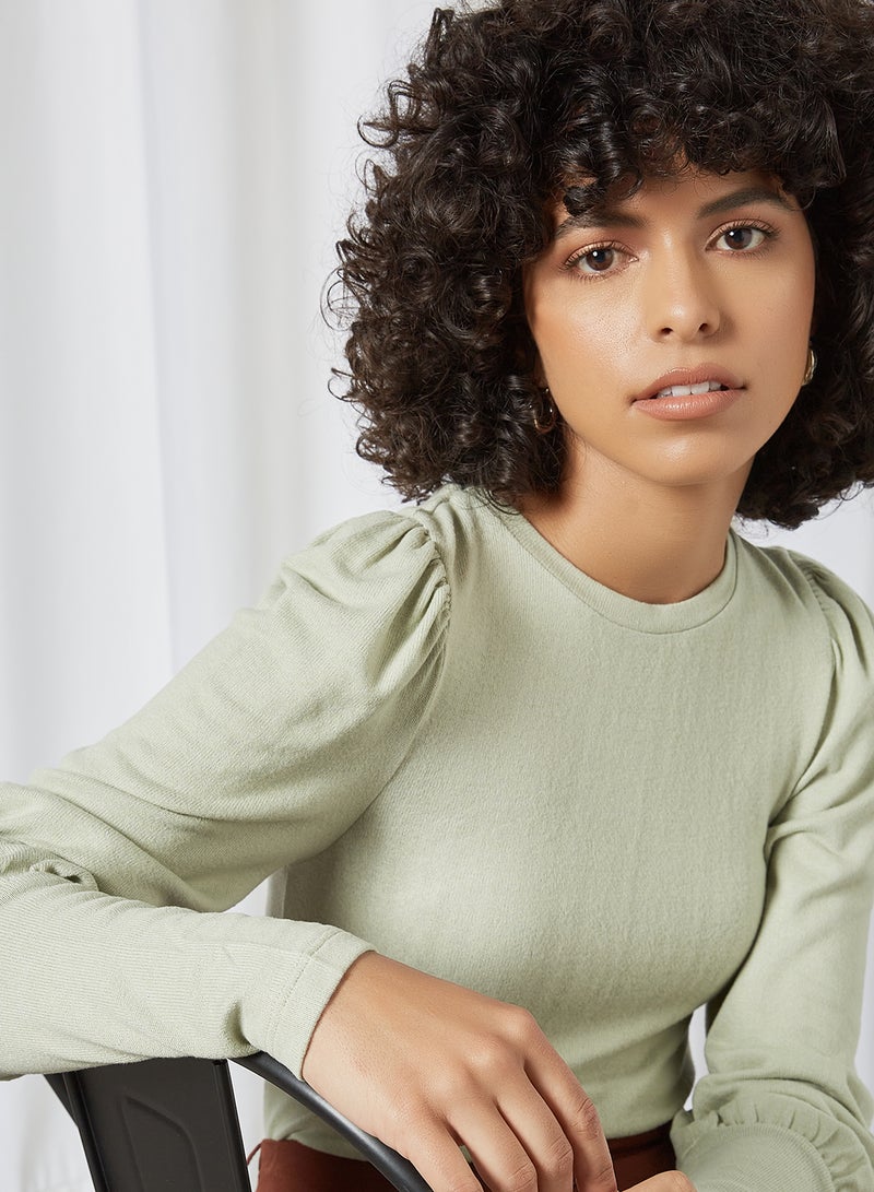 PIECES - Puffed Sleeve Top Desert Sage - Image 1