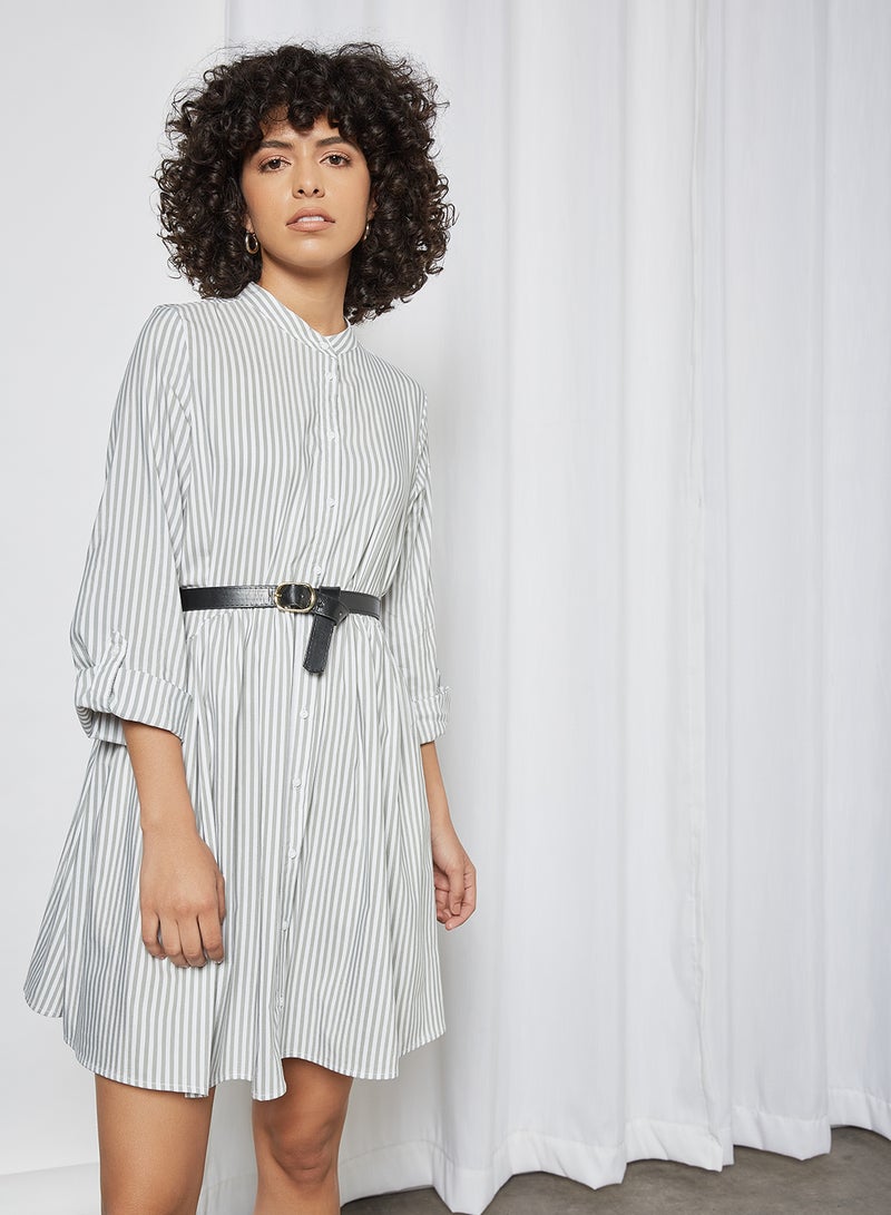 ONLY Striped Shirt Dress Green Stripes  - Image 1