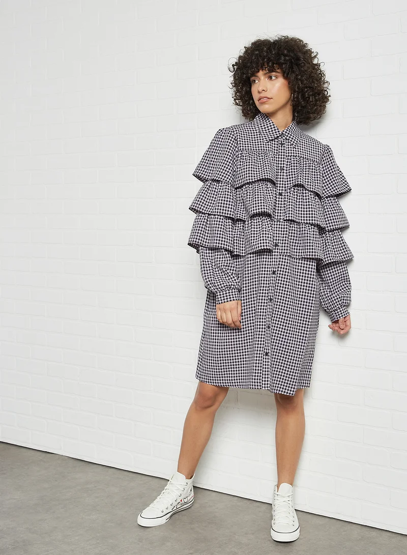بيسز Gingham Ruffle Dress زهرة الأوركيد