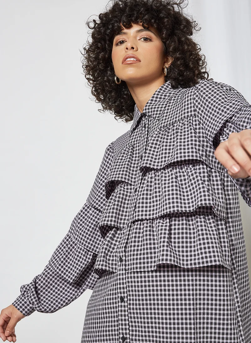 بيسز Gingham Ruffle Dress زهرة الأوركيد