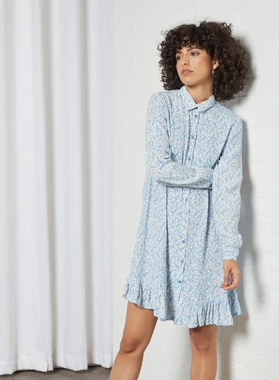 بيسز Floral Ruffle Mini Dress أزرق ليتل بوي