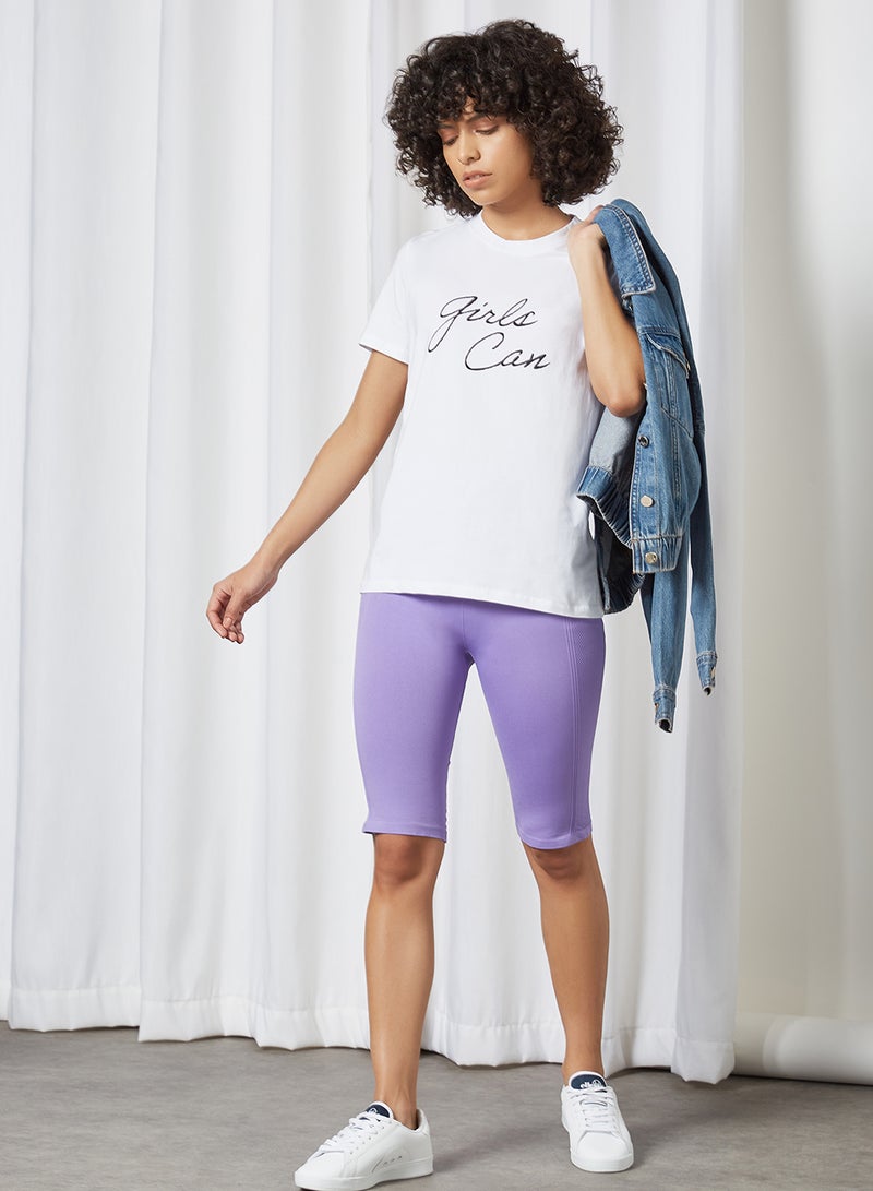 PIECES - Slogan T-Shirt Bright Whiteprint:Girls Can - Image 1