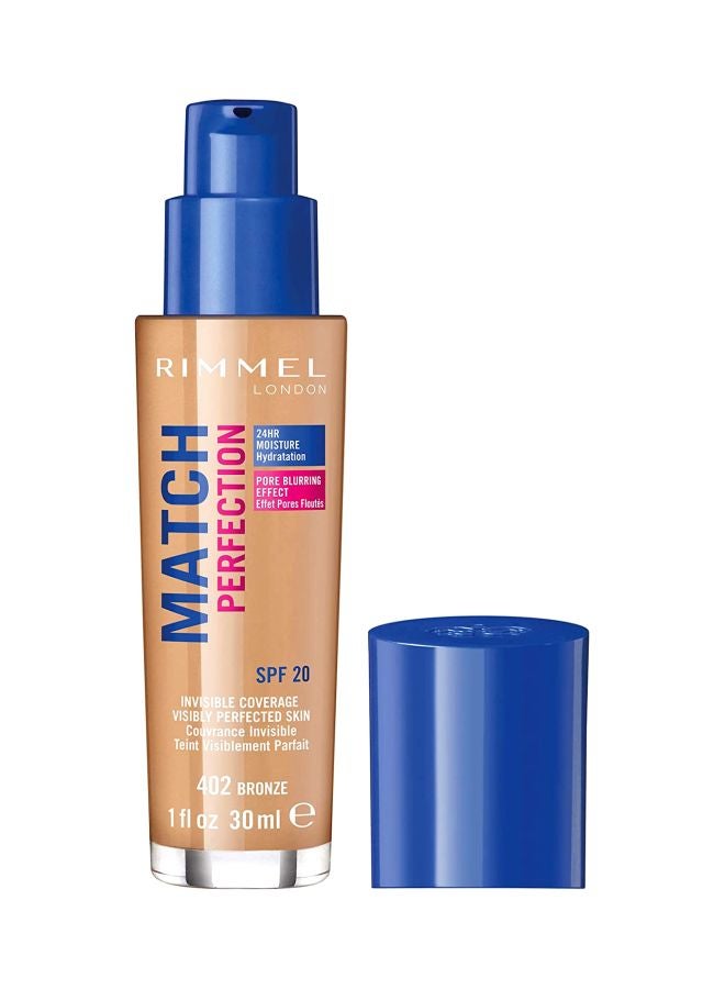 RIMMEL LONDON - Match Perfection Mosturizing Foundation 30 ml Bronze 402 - Image 1