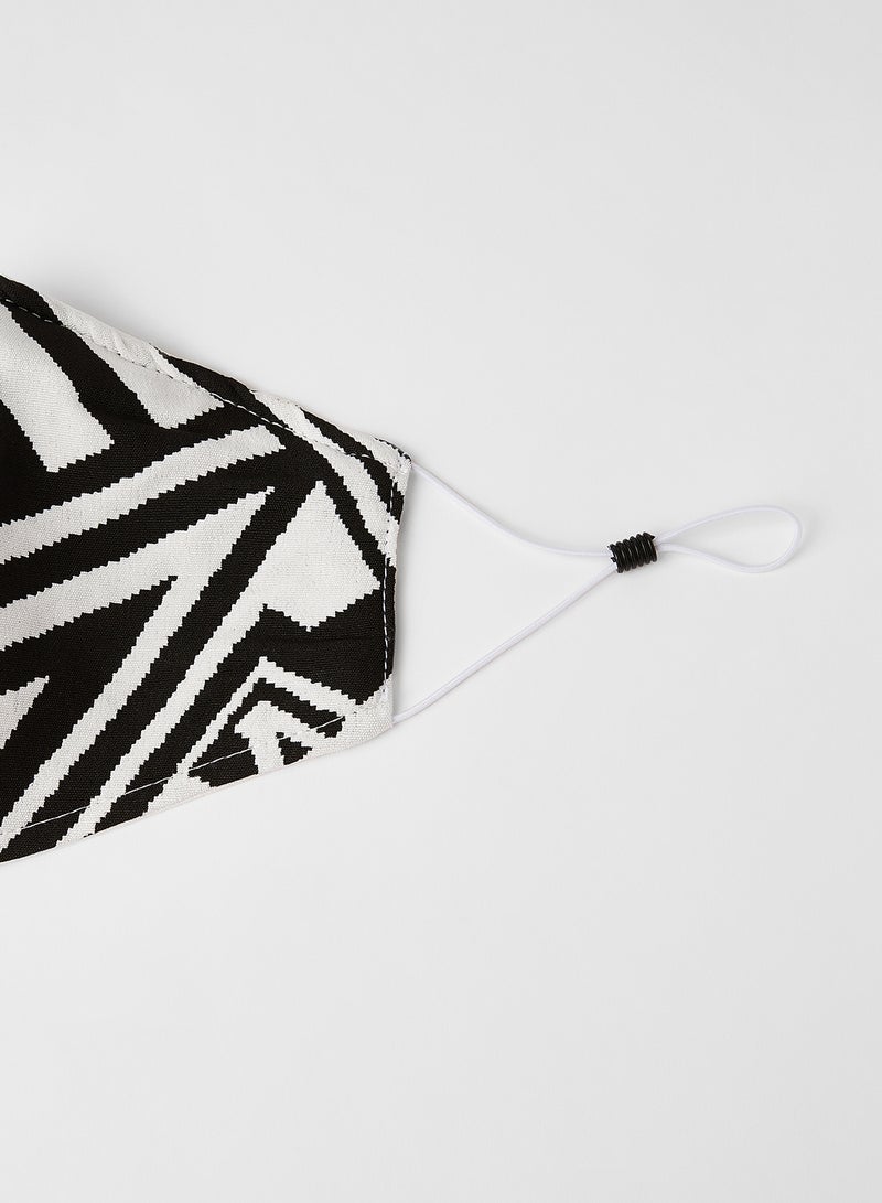 Unisex Geometric Print Mask White