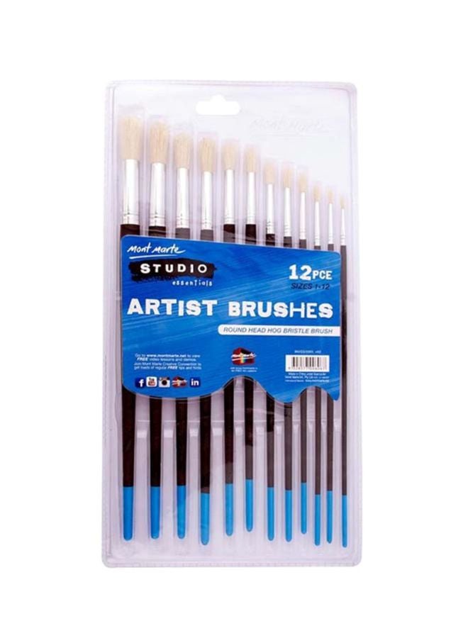 Montmarte 12-Piece Studio Brushes Round Black/Silver/Blue