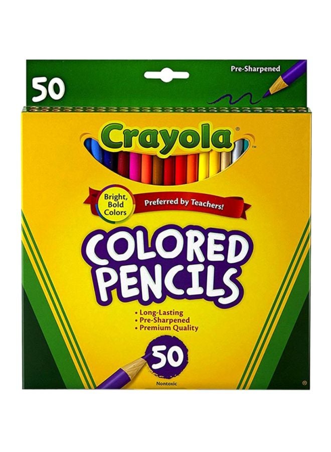 كرايولا طقم أقلام رصاص ملونة مكون من 50 قطعة أخضر/أصفر/أزرق/أحمر - Image 2