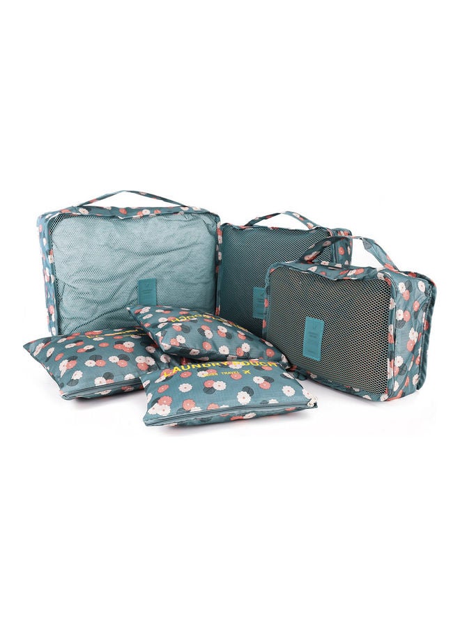 6-Piece Nylon Travel Cosmetics Organiser Bags Set Blue - Image 1