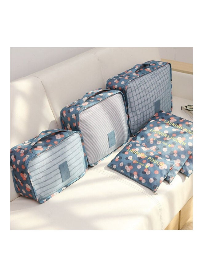 6-Piece Nylon Travel Cosmetics Organiser Bags Set Blue - Image 3