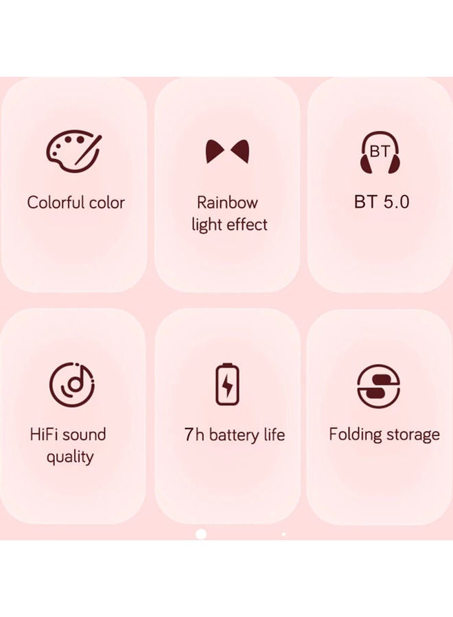 Over Ear Music Headset Glowing Cat Ear BT 5.0 Purple  - Image 2