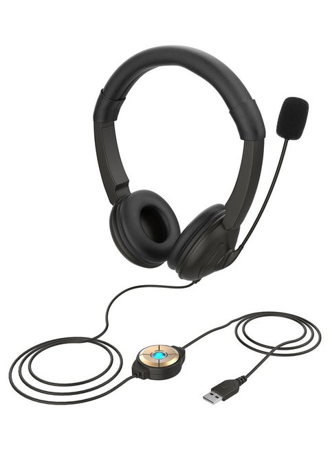 Wired On-Ear Headset With Noise Cancelling Microphone Black