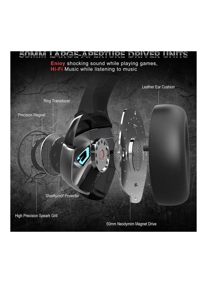 أونيكوما سماعة رأس K5 برو سلكية بتصميم يغطي الأذن للألعاب ومزودة بميكروفون - Image 2