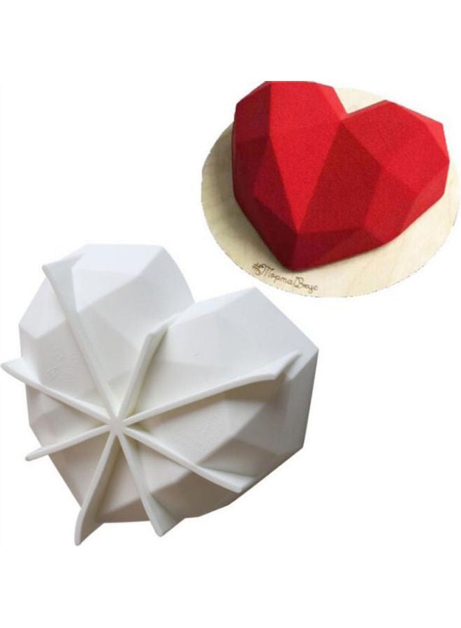 AnneFish Heart Shape Diamond Mousse Silicone Cake Mold White 18.4x18.8x5.9cm  - Image 3