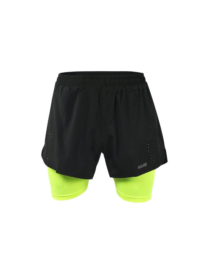 Arsuxeo s 2-in-1 Running Shorts Green  - Image 3