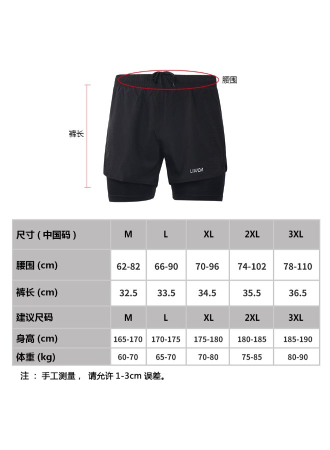 Lixada s 2-in-1 Running Shorts Dark Grey / Green  - Image 3