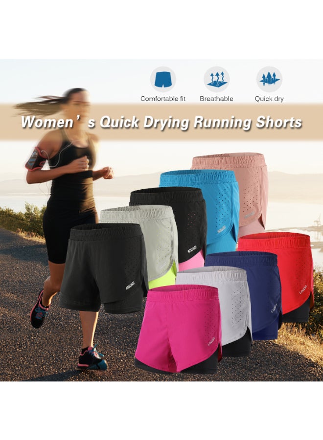 Lixada  2-in-1 Running Shorts Quick Drying Breathable Active Training Exercise Jogging Cycling Shorts With Longer Liner Red / Black  - Image 3