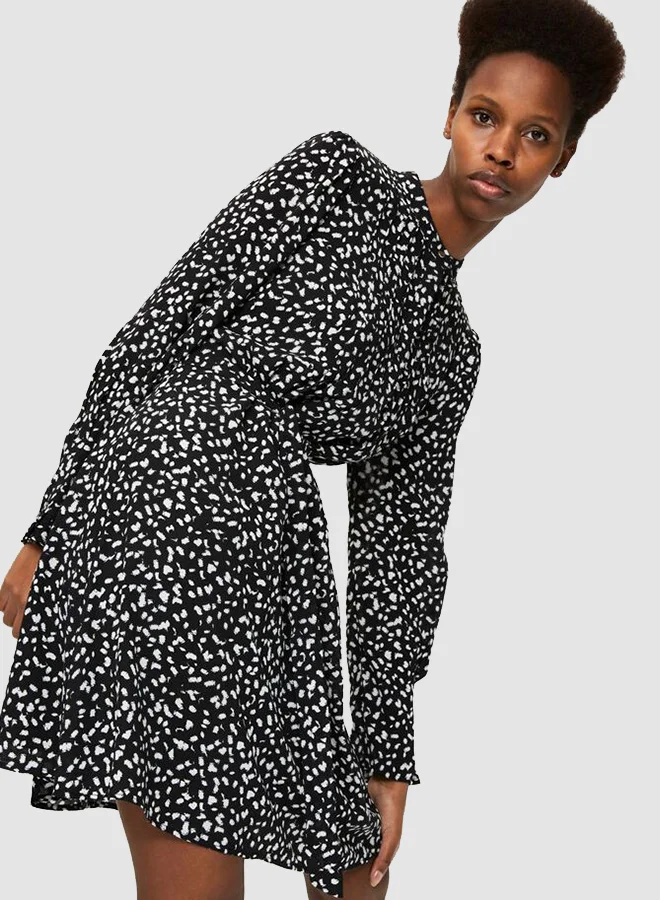 SELECTED FEMME Printed Tie Waist Dress Black(C-N10)