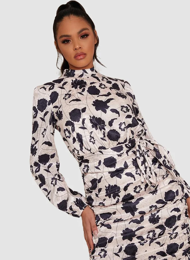 Chi-Chi London Albina Long Sleeve Dress White/Black