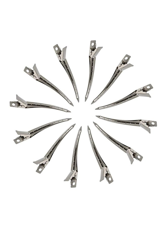 Mariani 12-Piece Duckbill Hair Clips Silver - Image 1