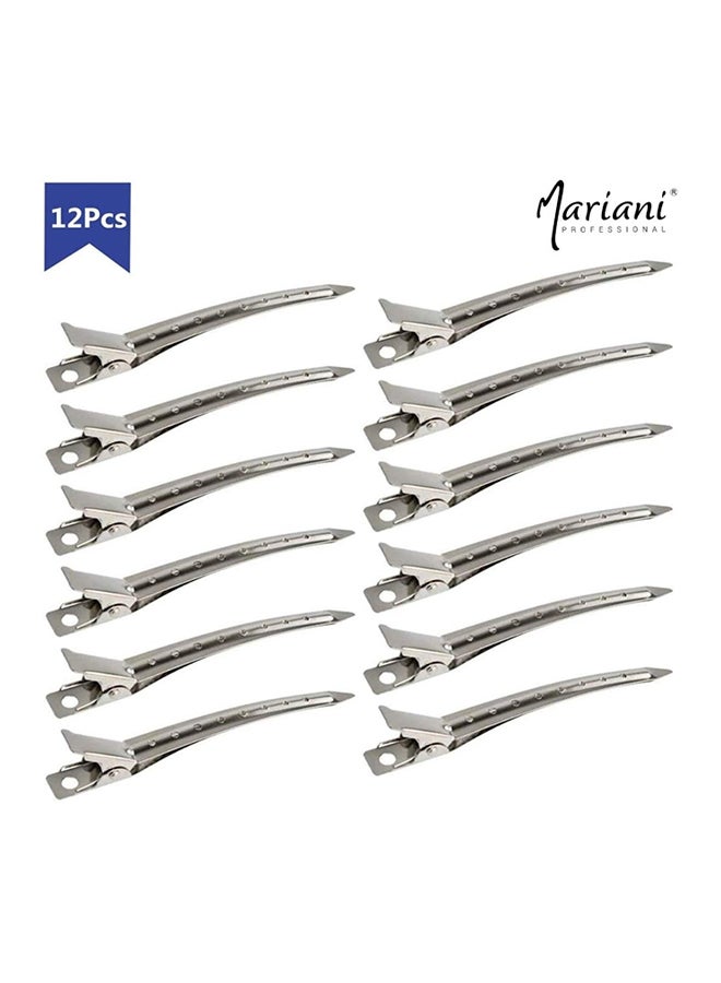 Mariani 12-Piece Duckbill Hair Clips Silver - Image 3