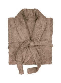 Lushh Cotton Shawl Collar Bathrobe Dark Beige M  - Image 2