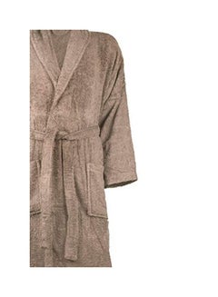Lushh Cotton Shawl Collar Bathrobe Dark Beige M  - Image 4