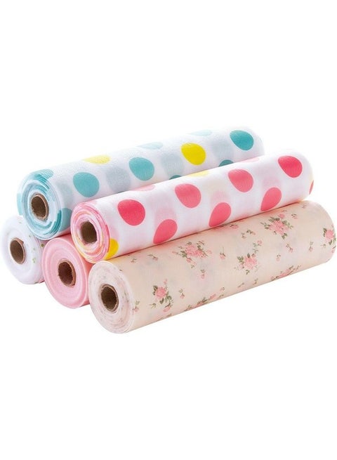 Pack Of 5 Non-Adhesive Shelf Waterproof Fridge Mat Paper Multicolour 30x500cm