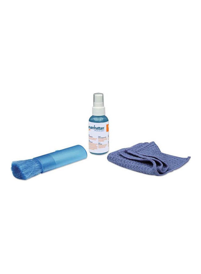 Manhattan - 421010 LCD Mini Cleaning Kit, Alcohol-free, Includes Cleaning Solution, Brush, Microfiber Cloth Blue - Image 1