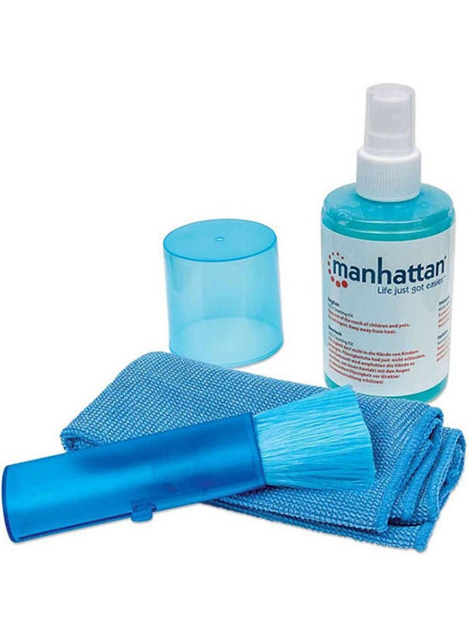 Manhattan - 421027 LCD Cleaning Kit, Alcohol-free, Includes Cleaning Solution, Brush and Microfiber Cloth Blue - Image 1